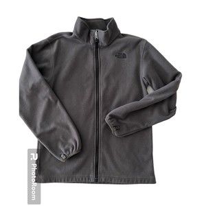 The North Face‎ Jacket Boys L Gray Full Zip Fleece Hooded Logo Outdoors Youth